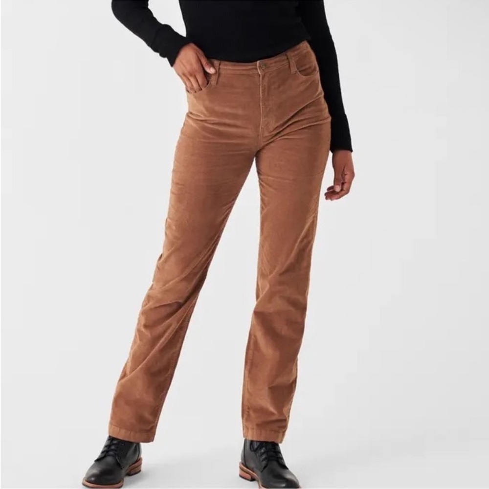 FAHERTY Julianne Stretch Corduroy Straight Leg Pants 26 Brown